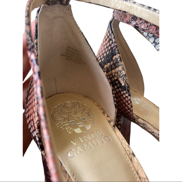 Vince Camuto Winivey strappy colorful snakeskin block heel leather sandals - Picture 7 of 7